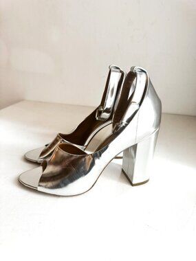 3.1 Phillip Lim Metallic Silver Stacked heel Sandals 39